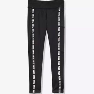 NWOT L PINK Fleece Leggings Black